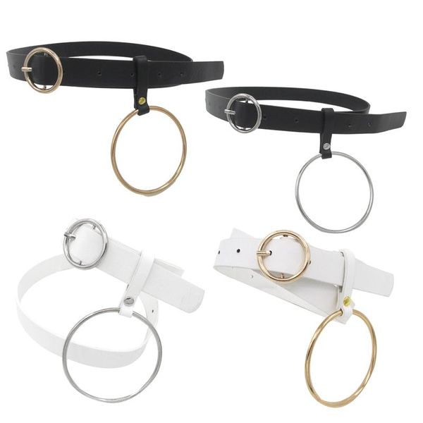 

set of 4 pcs fashion round buckle ladies belt hanging circle ring wild belts, Black;brown