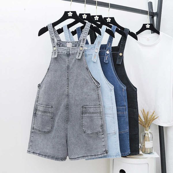 

women's jumpsuits & rompers summer jeans overalls short denim jumpsuit women casual pocket plus size 5xl shorts female playsu 5py7, Black;white