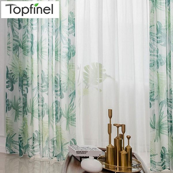 

curtain & drapes inel green leaves sheer curtains for living room bedroom plant voile tulle kitchen window treatments panel