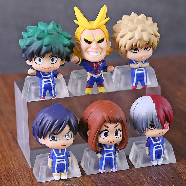 

my hero academia all might izuku midoriya katsuki bakugou s todoroki iida tenya ochaco uraraka chibi figures toys 6pcs/set