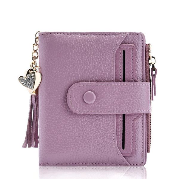 

wallets arrival tassel wallet short women 100% real leather zipper purse trendy coin card holder, Red;black