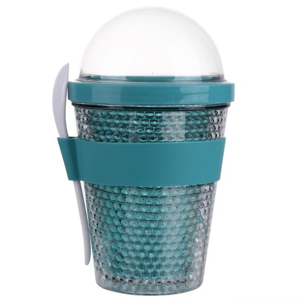 

disposable cups & straws 1pc reusable double layer yogurt cup portable large capacity tea with lid and spoon (random color, 360ml)