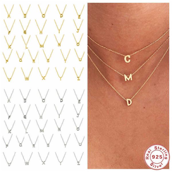 

aide 925 sterling silver initial letter pendant necklace for women girl a-z alphabet collares mujer fine jewelry christmas gifts