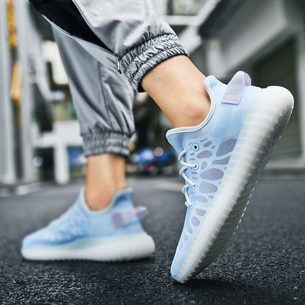 

coconut summer breathable thin surface luminous flying weaving sports leisure running small white men's mh sho fashion, Black