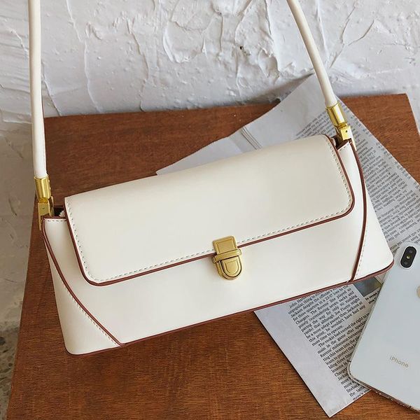 

evening bags women's baguette bag vintage luxury designer handbag leather white black brown female small underarm 2021 sac