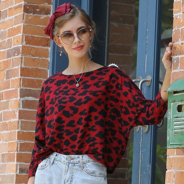 

women's clothing 2021 winter fashion pullovers leopard knitted sweater female animal print casual 1, White;black