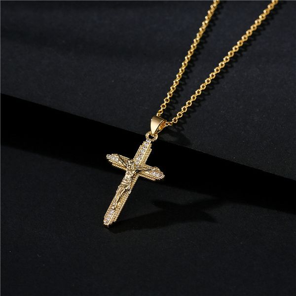 

selling religious jewelry 2021 new cross jesus pendant real gold plated necklace, Silver