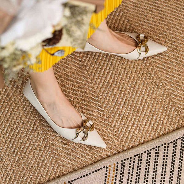 

sheepskin sandals pointed 336-7 french high heeled shoes women's thin soft leather celebrity temperament one shoe two wear can step on, Black