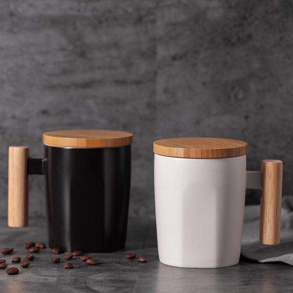 

mugs creative ceramic coffee cup with wooden handle mug water gift box