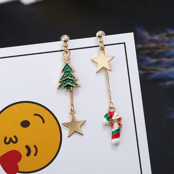 

dangle & chandelier 1pairs christmas earrings creative alloy tree pendant women's party jewelry accessories gift snowman pentagram, Silver