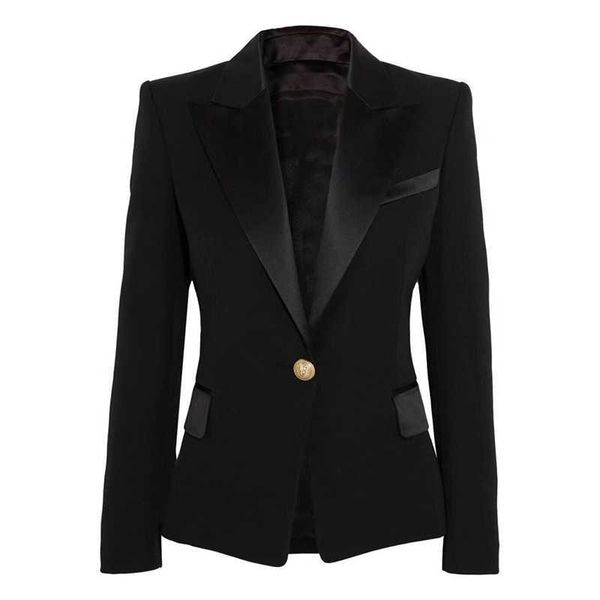 HIGH STREET est Designer Giacca Blazer da donna Colletto in raso Bottone singolo Vestibilità slim Classica 210930