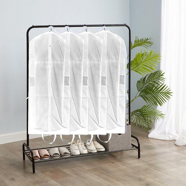 

storage bags white 72\" breathable long bridesmaids wedding dress cover travel garment bag hanging clothes dust fold