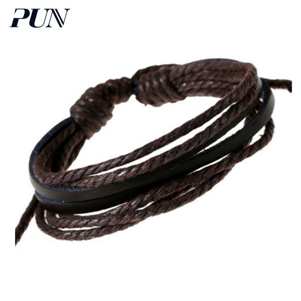 

charm bracelets pun punk braclet mens 2021 accessories women couple leather braided bracelet men male female femme, Golden;silver