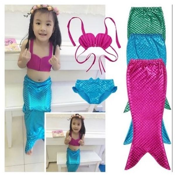 

children's 2021 mermaid tail girls bikini split swimsuit, Black;white
