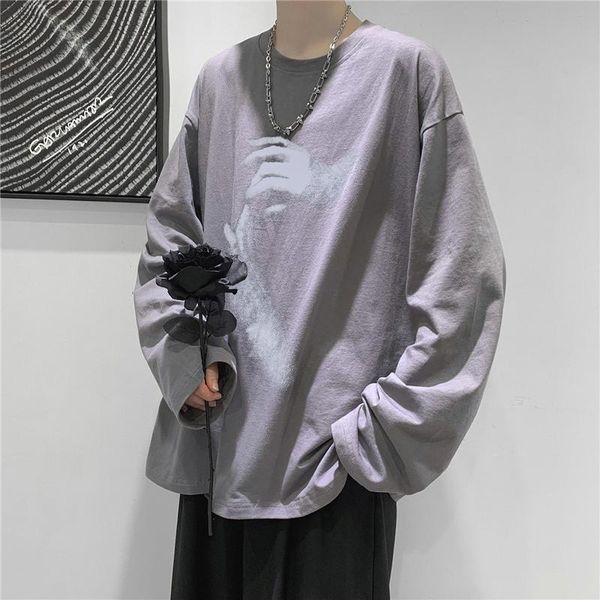 

men's t-shirts 2021 fall long sleeve t-shirt fashion loose ulzzang print hip hop oversized t shirts men clothing korean style clothes, White;black