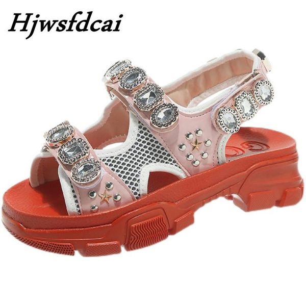 

sandals hjwsfdcai rhinestone women breathable comfortable non-slip ladies thick bottom beach shoes, Black