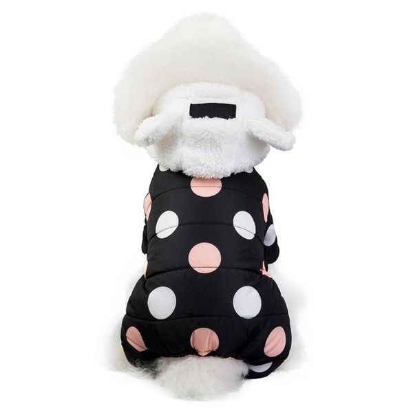 

dog apparel pet 4-legged thickening cotton-padded costume warm small and medium dogs dots printed hooded jacket