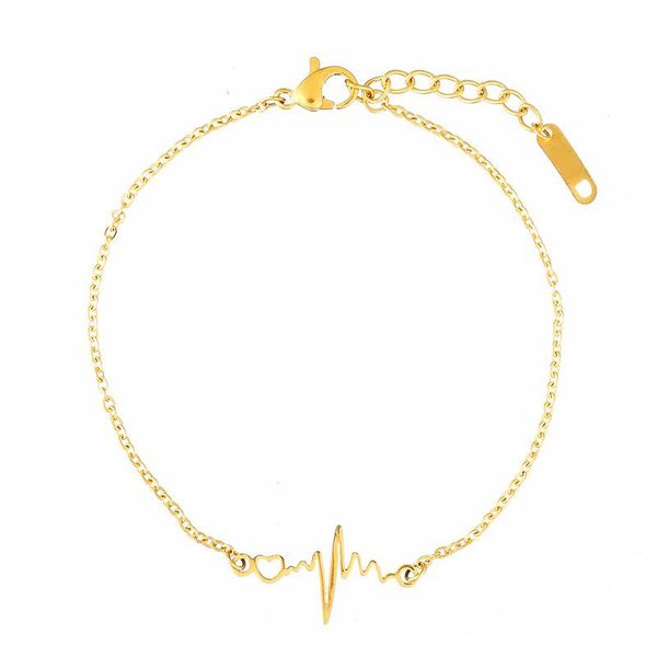 

link, chain love ecg couple bracelet simple women stainless steel jewelry 2021 trend party birthday dating exquisite gift, Black