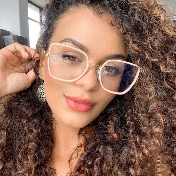 

sunglasses 80091 tr90 anti-blue light big frame glasses spring legs men women optical fashion computer eyeglasses, White;black