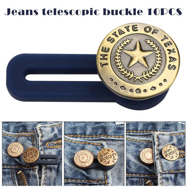 

10pcs jeans retractable button adjustable detachable extended for clothing ty66 belts, Black;brown