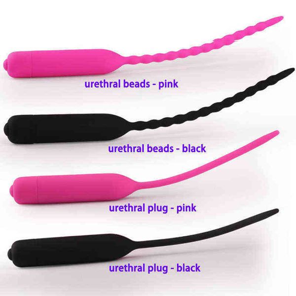 NXY Giocattoli per adulti Dilatatori del suono uretrale in silicone Sounding Vibrator Penis Plug Beads Giocattoli del sesso per uomini Masturbatore Uretra Penis-Plugs 1207
