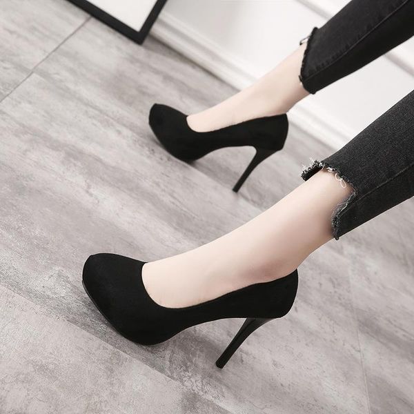 

dress shoes high heel thin work women 10cm black pumps fashion platform women's