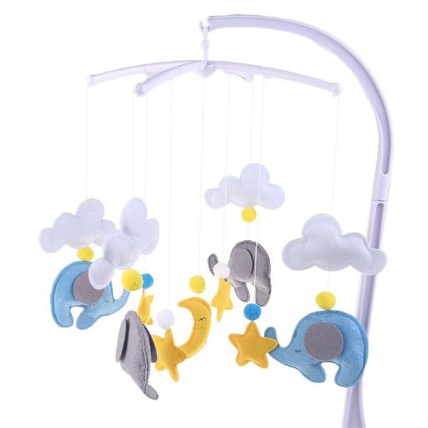 Baby Clouds estrelas relógios móveis brinquedos cama sino sino chimes crianças quarto crianças suspensão decorações feitos a mão não-tecida DIY 210320