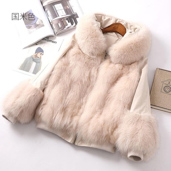 

parka real fur autumn 2021 winter coat women double-side wear parkas korean pink jacket chaqueta mujer my1094 women's & faux, Black