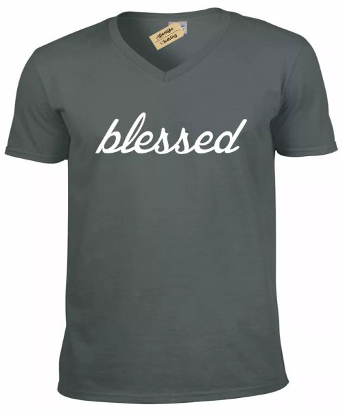 

mens blessed graphic t-shirt greatful religious christian v-neck, White;black