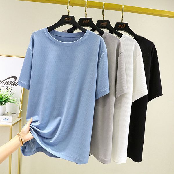 

women's t shirt men's spring summer ice flower round neck short sleeve, White