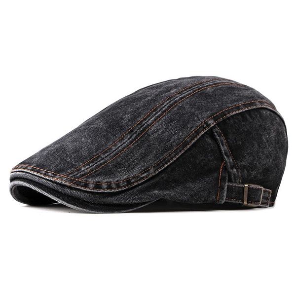 

berets [kagynap] autumn summer cap casual dad hat gentleman sboy caps denim retro men, Blue;gray