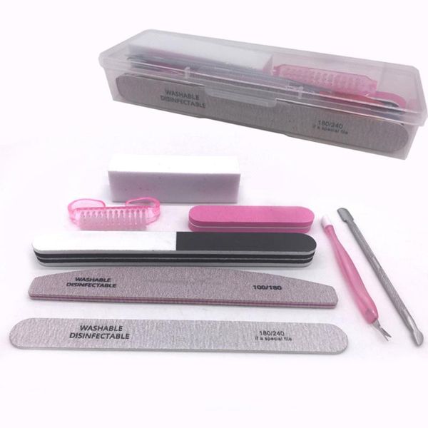 

nail art kits 2021 8pc/set kit sand files buffer sponge block brush cuticle pusher gel polish set acrylic manicure tools with box