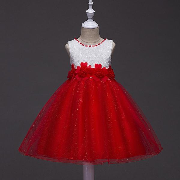 

girl's dresses 2021 tulle baby bridesmaid flower girl wedding dress fluffy ball gown birthday evening prom cloth party 15 16 years, Red;yellow