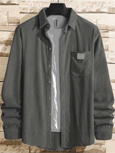 

men 1pc corduroy solid shirt e7bw#, White;black