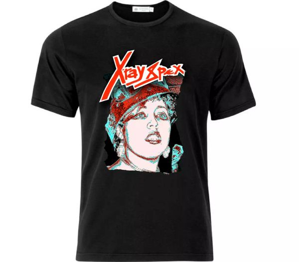 

x -ray spex poly styrene punk t shirt black, White;black