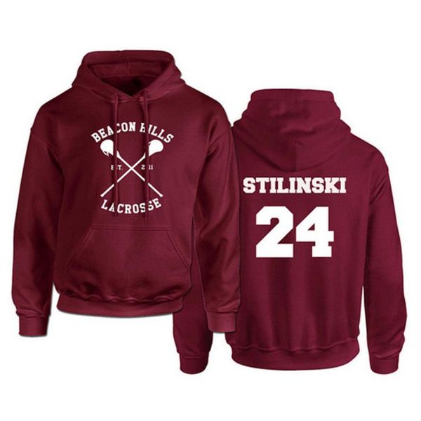 

men's hoodies & sweatshirts teen wolf hoodie men stilinski 24 lahey mccall pullover sweatshirt male print red hooded mens hip hop hoddi, Black