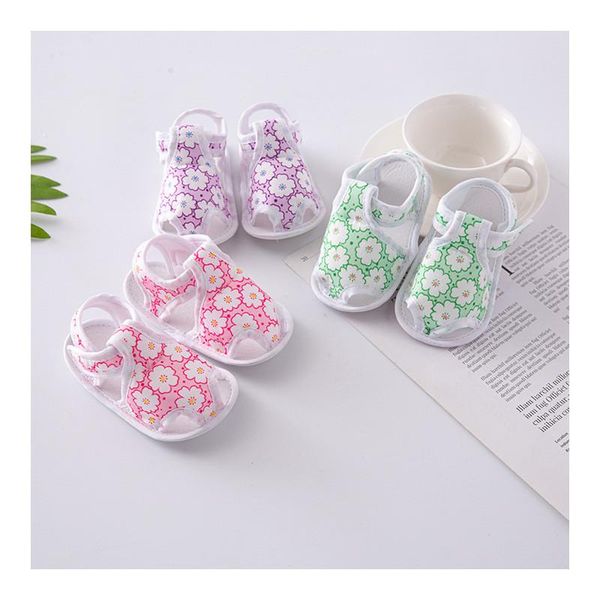 

sandals 1 pair children baby kids boys girls shoes non-slip canvas floral toddlers born infantil, Black;red