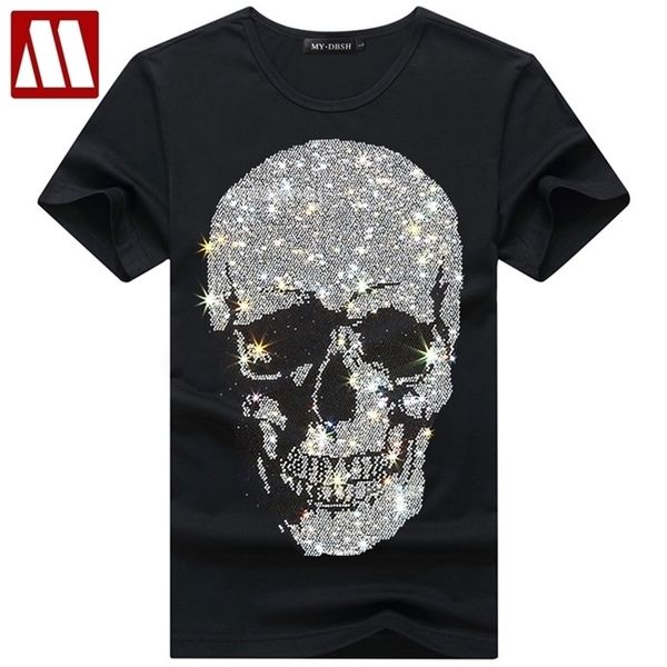 Plus size skull s t shirts homens roupas de verão de manga curta homem rua streetwear o pescoço slim camiseta macho calaveras camiseta 210716