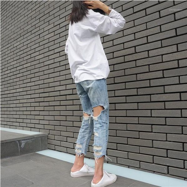 

women's jeans women's ripped for woman fashion loose slim hole casual streetwear trousers denim pants female plus size s-5xl, Blue