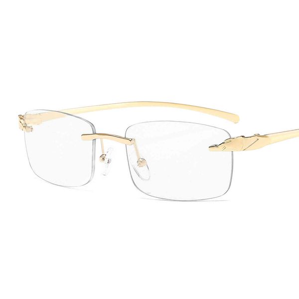 

factory direct price rimless gold eyeglasses frames male women eyewear for men frameless leopard jxp1, White;black