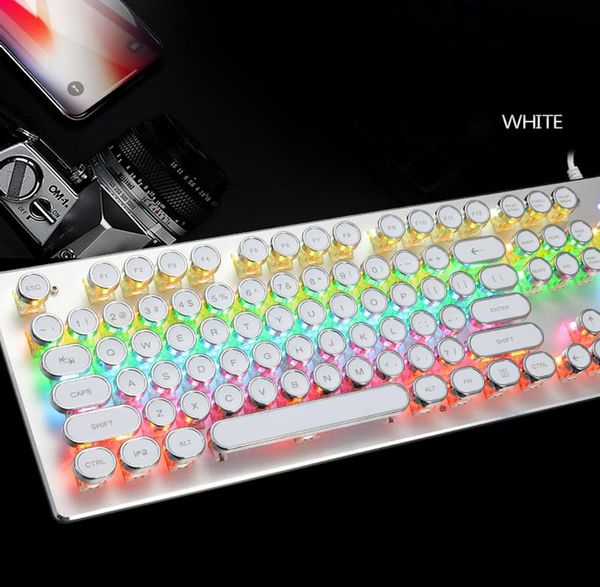

steampunk real mechanical wired keyboard green axis internet cafe gaming retro keyboards
