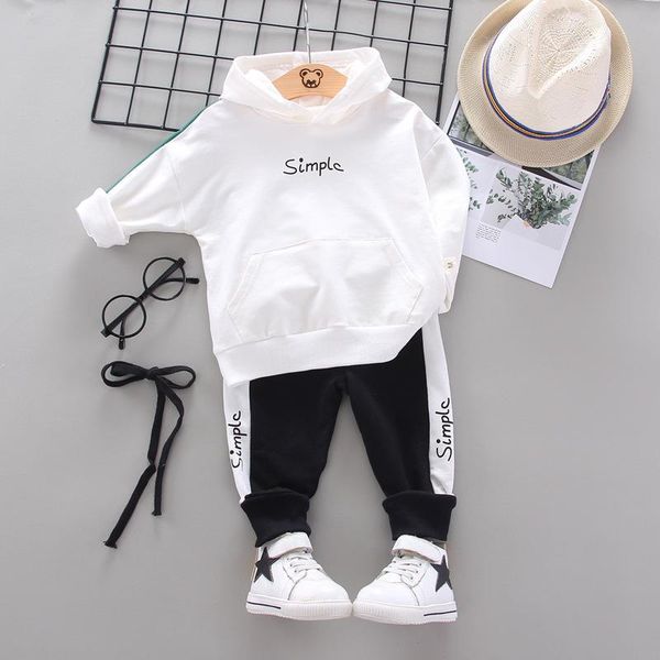 

children tracksuit kids clothing sets baby boys girls fashion sports suits sweatshirts+pants hoodie boy clothes, White