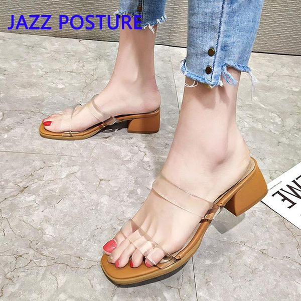 

slippers women's arrival summer fashion sandals comfortable heel shoes transparent high women q523, Black