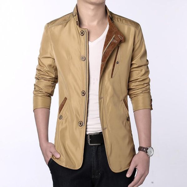 

men's jackets fashion slim casual suit spring autumn classic man khaki blue jacket for men coats male clothes, Black;brown