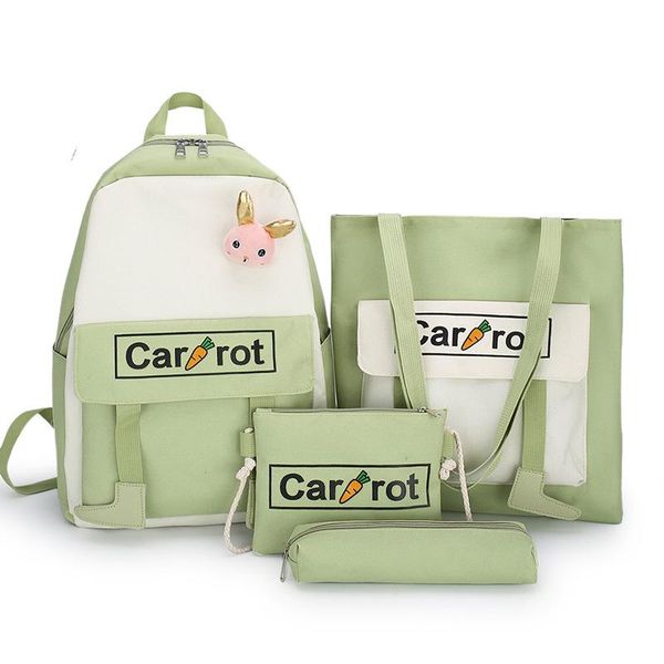 

school bags axzspdy 4-piece set female cute high students simple campus large capacity backpack children primary mochila