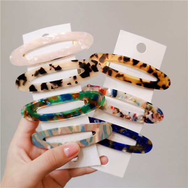 

length 8.8 cm hollow out colorful ellipse shape barrettes korean girls ponytail scrunchies bang edge hair clips women acetic acid head wear, Golden;silver