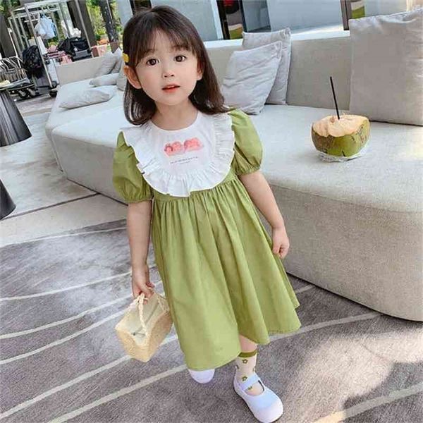

sumnmer arrival girls fashion princess dress kids cotton es 210528, Red;yellow
