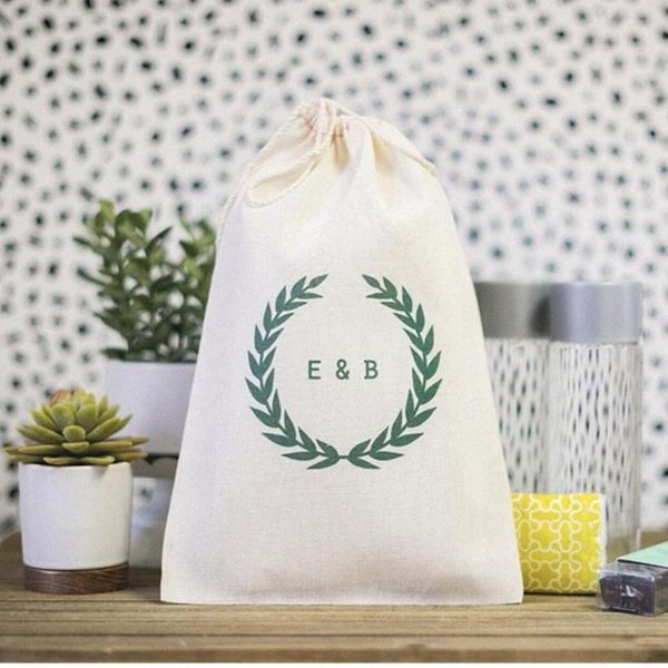 

gift wrap wedding welcome bags laurel wreath favors custom bag