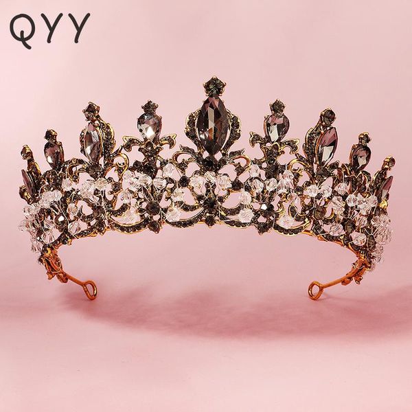 

hair clips & barrettes qyy handmade crystal tiaras and crowns ancient gold crown party jewelry for women accessories prom headpiece gift, Golden;silver