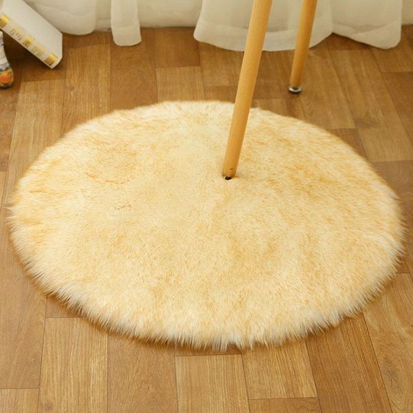 

carpets fluffy round shape soft imitation wool carpet for living room bedroom kids long plush rugs mat solid color